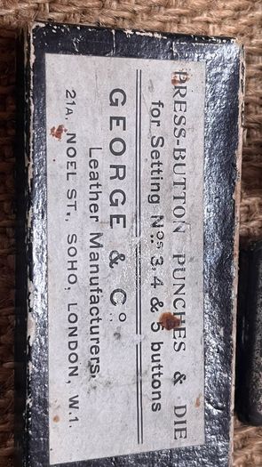vintage George & Co. Press Button Tins with contents