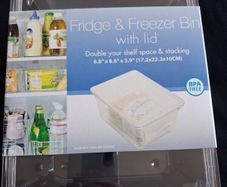 Brand New Stackable Fridge & Freezer Bin - Lid & Bin - Size - 17.2cm x 22.3cm x 10cm - RRP - 10.99