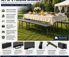 Set of 2 Foldable Picnic & Camping Benches