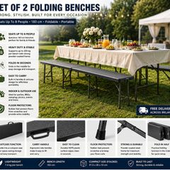 Set of 2 Foldable Picnic & Camping Benches