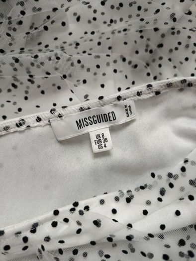 Missquided white/black dot mini dress