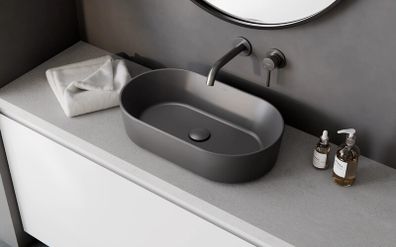 Lova Cera-Line 53 Matt Gun Metal Ceramic Countertop Washbasin