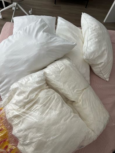 Seven used pillows