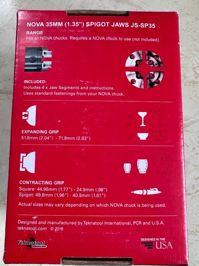 Woodturning Nova 35 Mm (1.37") Spigot Chuck Accessory Jaw Set