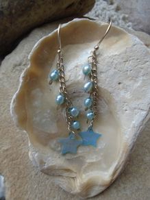 Silver pearl earrings,drop earrings, New, Gift