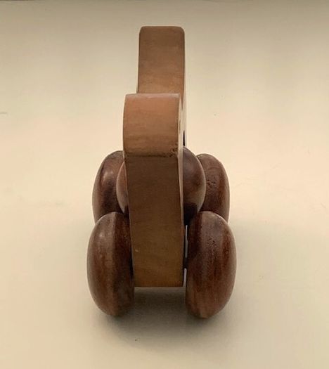 Vintage Solid Wood Hen Push-along Toy 1970s