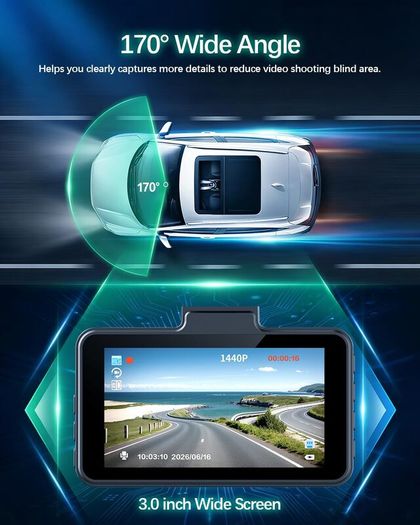 Car Dash Cam Front, FHD 1080P 170 Wide Angle WDR In Vehicle Dashboard Camera 3.0" Display Driving Recorder Video Camera Loop Recording, Night Vision, Motion Detection Visit the Range Tour Store