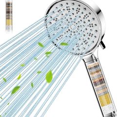 Hard Water Filter Shower Head with 6 Spray Modes, High Pressure Water Saving Shower Head with 20 Layers Filtration, Power Shower Heads with Showerhead Filter for Residual Chlorine Remove, Chrome