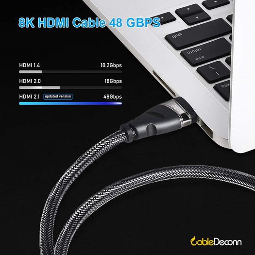 CableDeconn 5M Premium HDMI 2.1 UHD/3D 8K (7680x4320@60Hz) 48Gbps (Nylon Braided/Gold Plated) Cable (Brand New/Warranty)