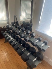 Hex Dumbell Set + Rack