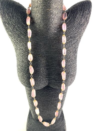 Vintage Pink Quartz Nugget Necklace