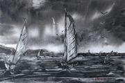 sailing grey watercolour