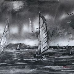 sailing grey watercolour