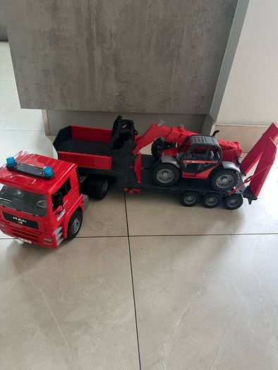 BRUDER low loader truck trailer AND telehandler