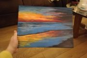 Hand Painted Sunset Beach on Canvas