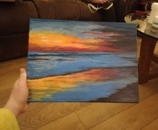 Hand Painted Sunset Beach on Canvas