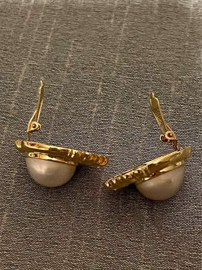 Tasaki Mabe Pearl Gold Diamond Earrings