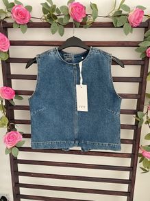 top Bnwt Ivy denim open back top size 36