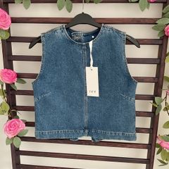 top Bnwt Ivy denim open back top size 36