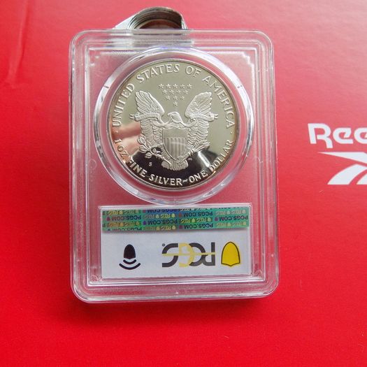 US 1989 S Proof Silver Eagle Dollar.90%Silver.Slabbed.Gem BU.Graded PR68DCAM.