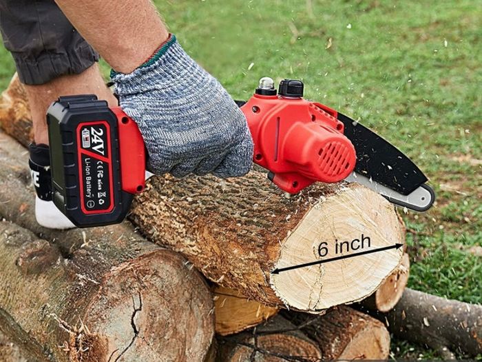Mini Chainsaw 6 Inch Cordless-Chainsaw with 2 3000mAh Battery 24V Electric Chainsaw with Oiler System and Security Lock Handheld Small Chain Saw for Wood Cutting Tree Trimming Gardening (FREE POSTAGE)