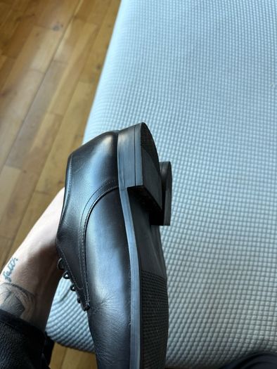Black Leather Derby Shoes men