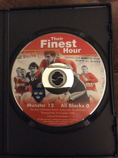 Munster Rugby. Munster Versus All Blacks 1978. Their Finest Hour RTE DVD. Munster 12 All Blacks 0. Thomand Park 31st October 1978.