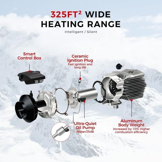 12V 8KW Diesel Heater with LCD Display & Remote Control & Bluetooth APP