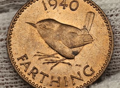 Great Britain 1940 1/4d Farthing Beautiful Uncirculated Red