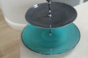 New 2 tier pottery plate stand