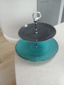New 2 tier pottery plate stand