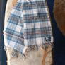 Lambswool "Blarney Woollen Mills" Blue Check Scarf. Image 2