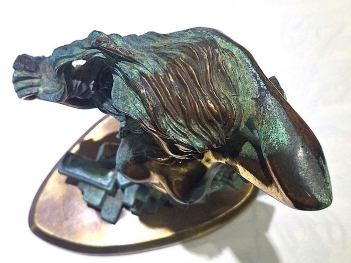 Woman With Naked Bust (35cm, 4.5kg) - Patinated Bronze, Signed