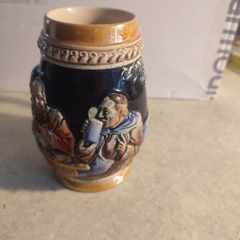 Western Germany Small Beer Stein Couple in Pub Floral Sides Vintage 5 INCHS Mug