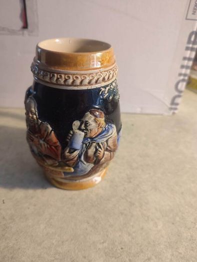 Western Germany Small Beer Stein Couple in Pub Floral Sides Vintage 5 INCHS Mug