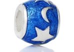 Pandora Style Royal Blue Enamel Star Moon Spacer Bead