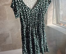 Green & White Floral Dress XL