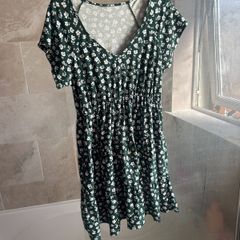 Green & White Floral Dress XL