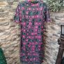 Vintage 1960s 1970s Dark Green & Pink abstract shift dress Dagger Collar size M/L  Postage included Image 7