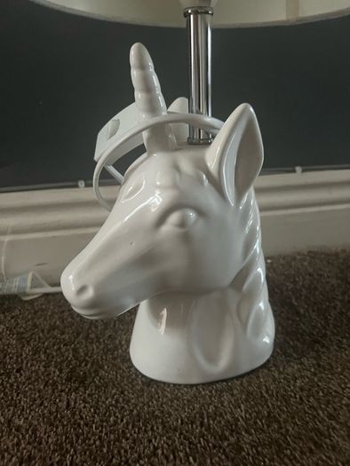 White unicorn table lamp