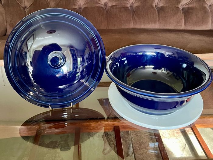 Vintage Fiestaware Cobalt Blue Covered Casserole Dish Homer Laughlin HLC with Lid USA Oven to Table