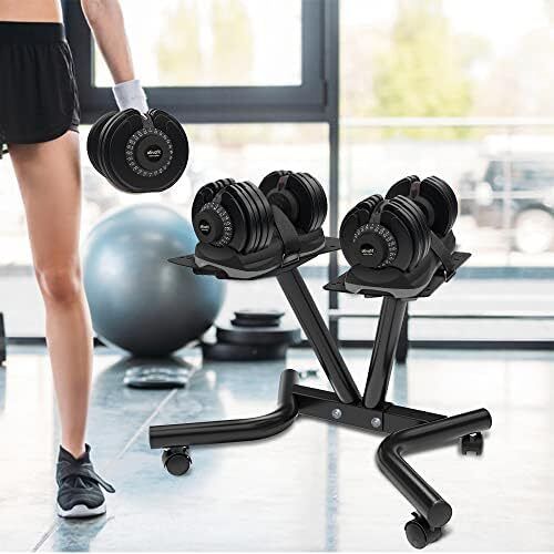 Adjustable Dumbbell Stand Fitness Dial Dumbbell Rack with Adjustable Belt for Home Gym Set
