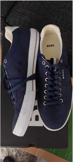 Hugo Boss Navy Blue Canvas Trainers