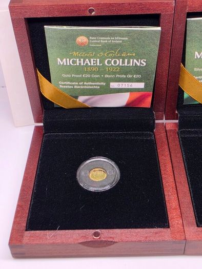 Ireland 2012 Silver and Gold Proof Coin Set Michael Collins 1890-1922 Commemorative Coins in Original Holder with COA