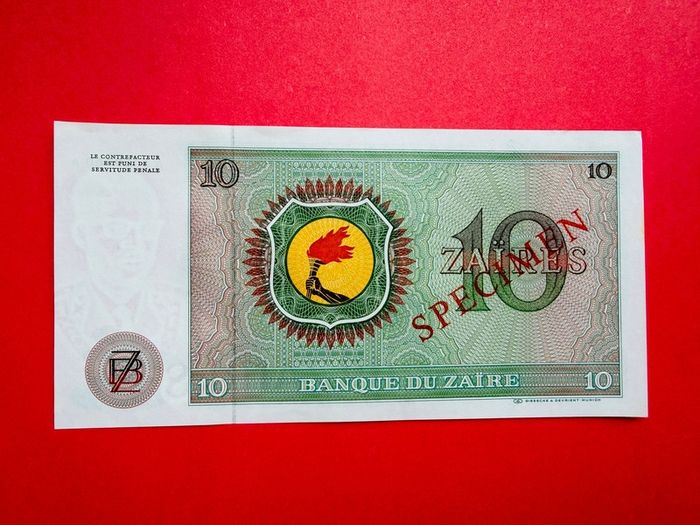 Zaire. 10 Zaires. 1979. ( Specimen )  A0000000a  Pick 24as  ( Uncirculated)