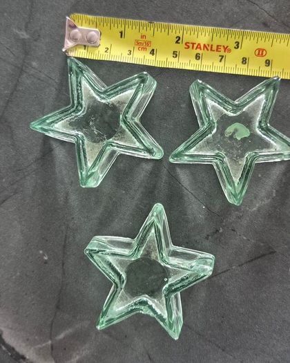 Set of 3 beautiful 5-point star-shaped glass dishes / candle holders
