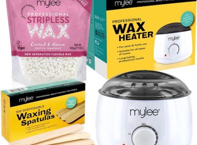 Professional Waxing Kit with Wax Heater, Hard Wax Beads 500g, Spatulas - Stripless Depilatory Waxing Pellets Solid Film Beans No Strip Needed MULTIPLE SCENTS AVAILABLE, SEE PHOTOS (FREE POSTAGE)
