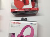 Red and Pink Bluetooth Headphones