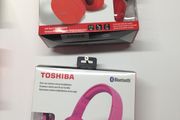 Red and Pink Bluetooth Headphones