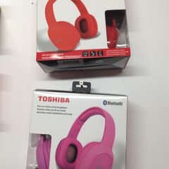 Red and Pink Bluetooth Headphones